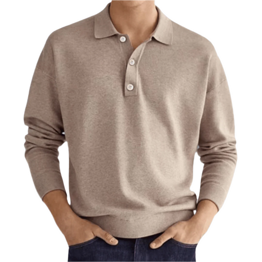 Men’s Long Sleeve Polo Sweater | Soft Knit Pullover | Casual Collared Top