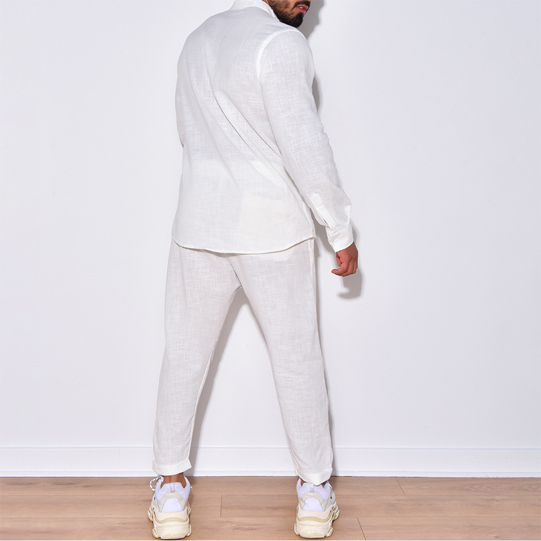 Men’s Linen-Blend Two-Piece Set | Relaxed Shirt & Trousers | Summer Outfit Canada