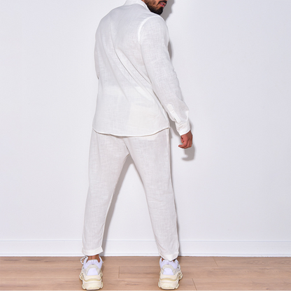 Men’s Linen-Blend Two-Piece Set | Relaxed Shirt & Trousers | Summer Outfit Canada