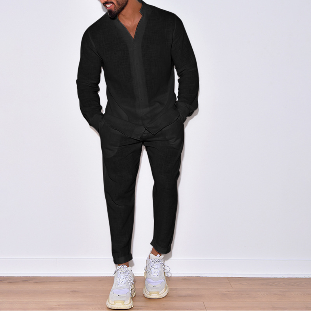 Men’s Linen-Blend Two-Piece Set | Relaxed Shirt & Trousers | Summer Outfit Canada
