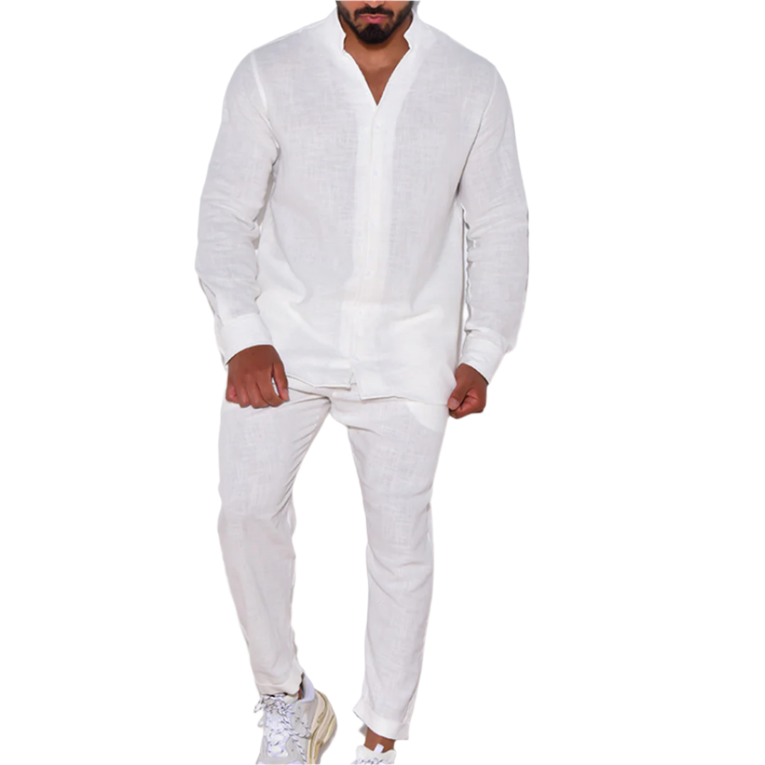 Men’s Linen-Blend Two-Piece Set | Relaxed Shirt & Trousers | Summer Outfit Canada