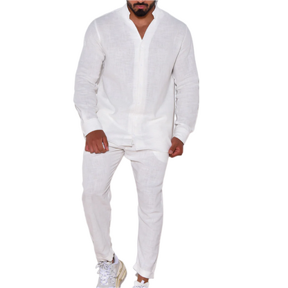 Men’s Linen-Blend Two-Piece Set | Relaxed Shirt & Trousers | Summer Outfit Canada