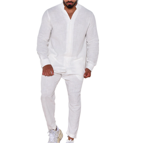 Men’s Linen-Blend Two-Piece Set | Relaxed Shirt & Trousers | Summer Outfit Canada