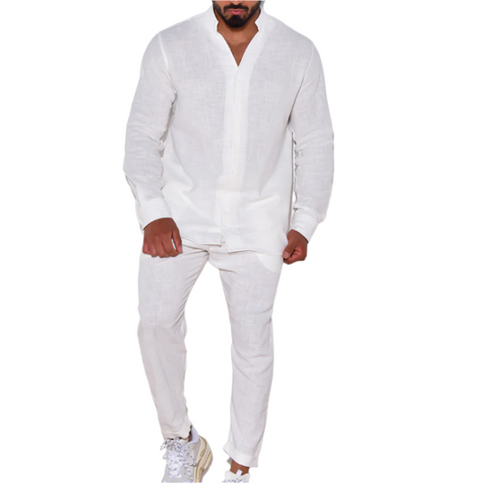 Men’s Linen-Blend Two-Piece Set | Relaxed Shirt & Trousers | Summer Outfit Canada