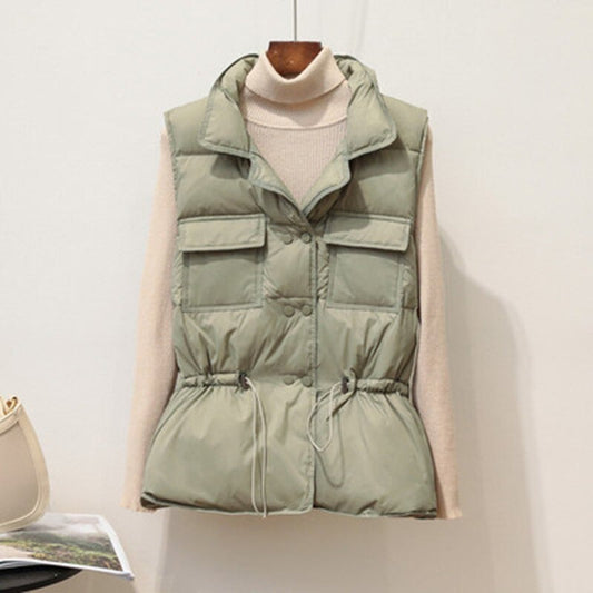 Puffer Vest with Drawstring Waist | Snap-Front Lightweight Outerwear | Winter Layering Vest Canada