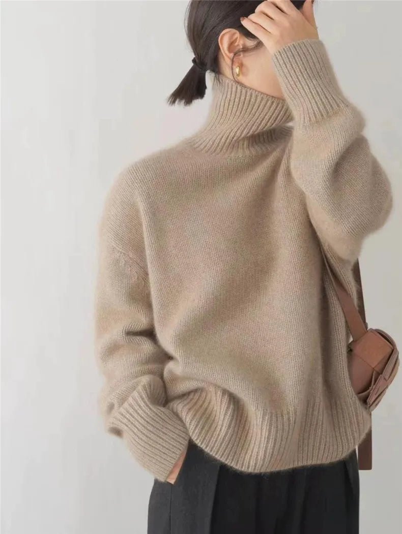 Turtleneck Knit Sweater | Ribbed Edges | Soft Wool Blend