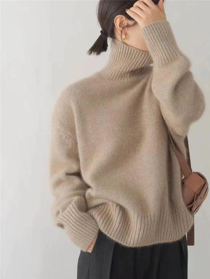 Turtleneck Knit Sweater | Ribbed Edges | Soft Wool Blend