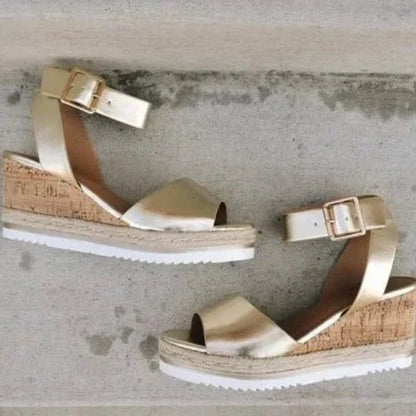 Platform Wedge Sandals | Ankle Strap Design | Cork Sole Base