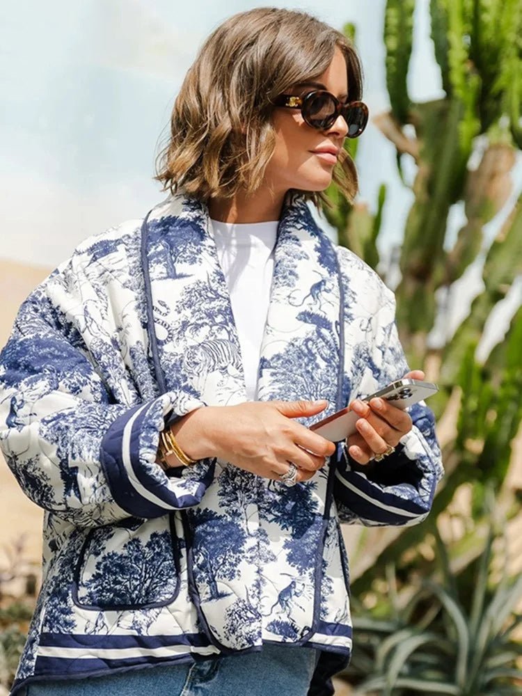 Statement Quilted Jacket | Artistic Print Design | Lightweight & Stylish | Casual Layer
