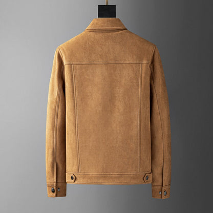 Men’s Suede Trucker Jacket | Classic Button-Up Outerwear for Transitional Weather