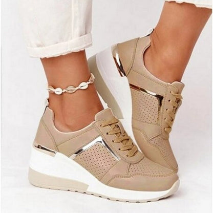 Elevated Mesh Wedge Sneakers | Lace-Up Platform | Colourblock Street Style
