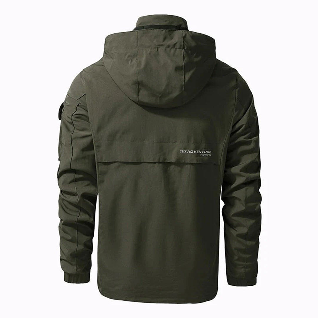 Men’s Utility Bomber Jacket | Hooded Windbreaker | Multi-Pocket Design