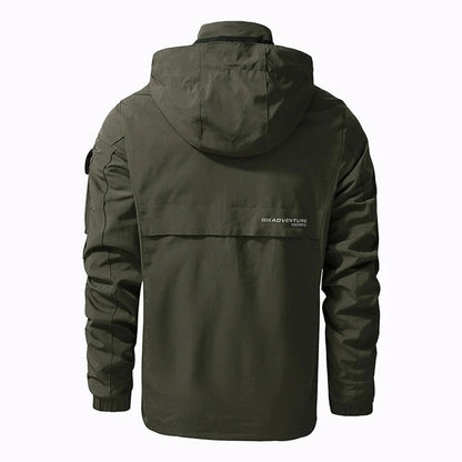 Men’s Utility Bomber Jacket | Hooded Windbreaker | Multi-Pocket Design