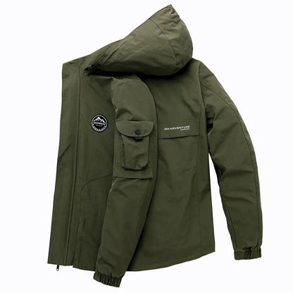 Men’s Utility Bomber Jacket | Hooded Windbreaker | Multi-Pocket Design