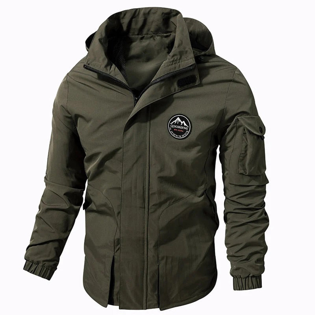 Men’s Utility Bomber Jacket | Hooded Windbreaker | Multi-Pocket Design