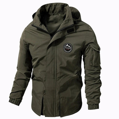Men’s Utility Bomber Jacket | Hooded Windbreaker | Multi-Pocket Design