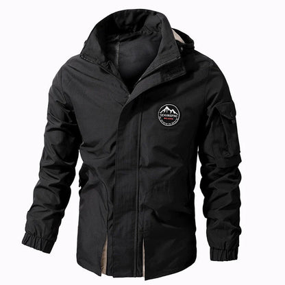 Men’s Utility Bomber Jacket | Hooded Windbreaker | Multi-Pocket Design