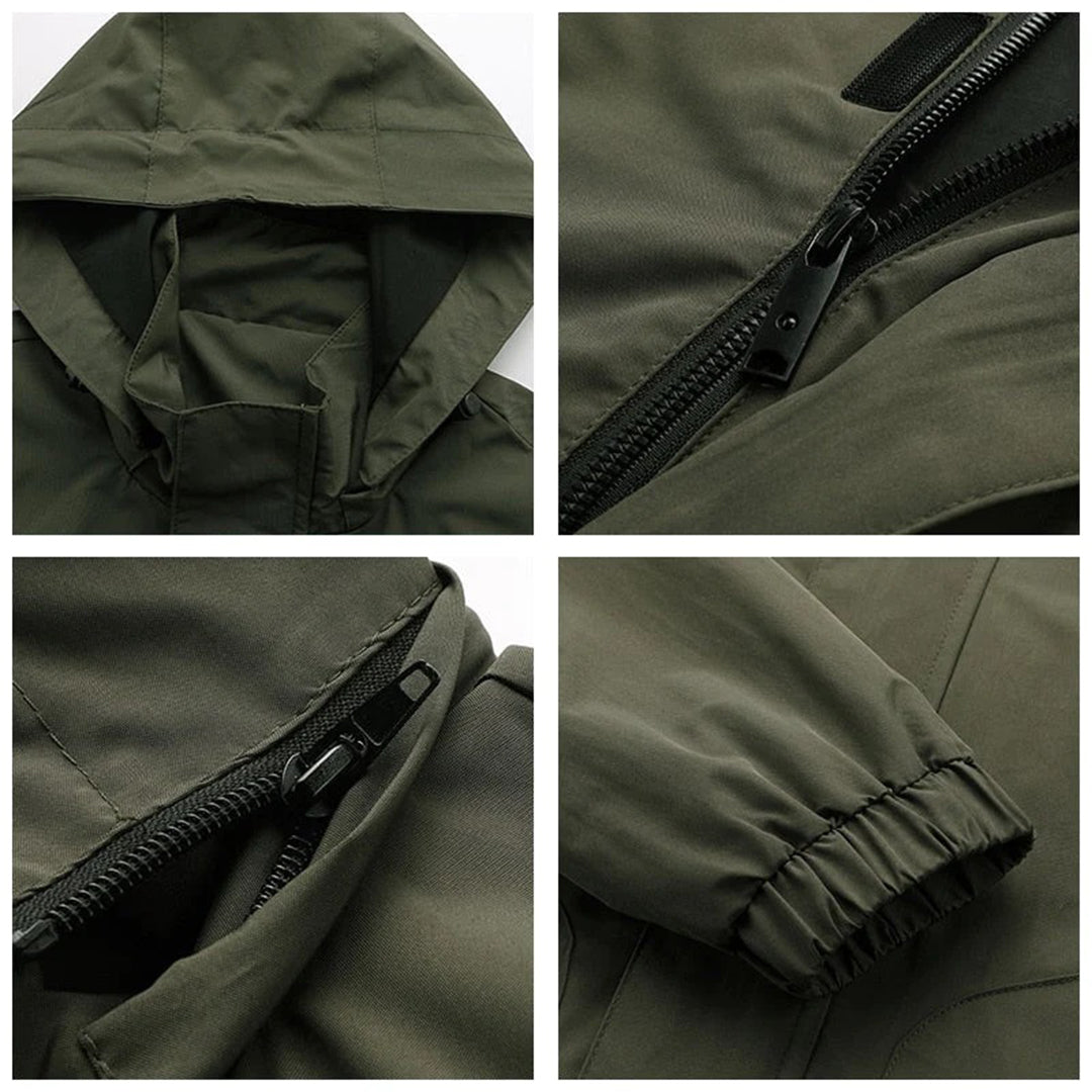Men’s Utility Bomber Jacket | Hooded Windbreaker | Multi-Pocket Design