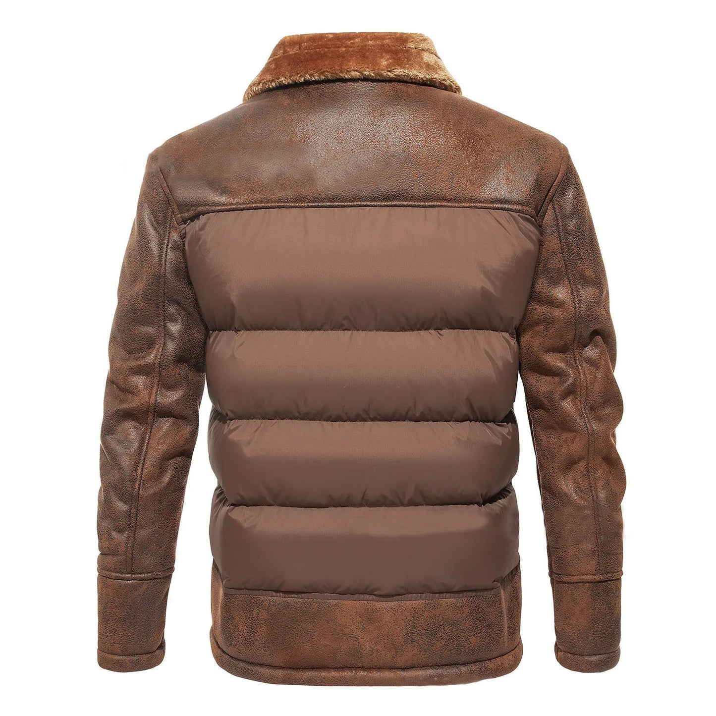 Men's Sherpa-Lined Winter Jacket | Mixed-Fabric Patchwork | Heavyweight Warm Outerwear