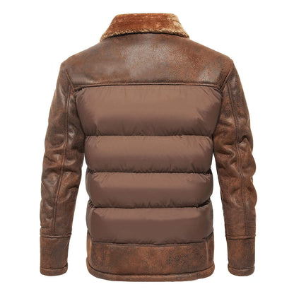 Men's Sherpa-Lined Winter Jacket | Mixed-Fabric Patchwork | Heavyweight Warm Outerwear