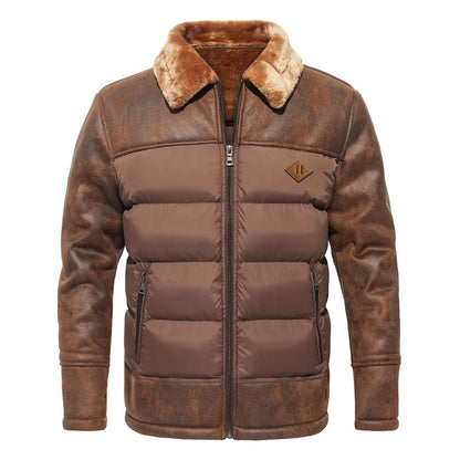 Men's Sherpa-Lined Winter Jacket | Mixed-Fabric Patchwork | Heavyweight Warm Outerwear