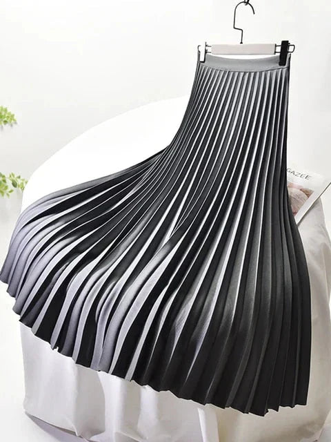 High-Waisted Pleated Midi Skirt | Flowy A-Line Silhouette | Elegant Everyday Style