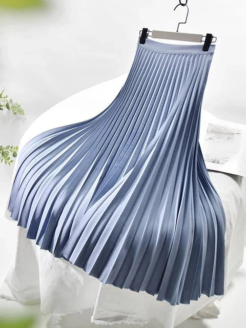 High-Waisted Pleated Midi Skirt | Flowy A-Line Silhouette | Elegant Everyday Style
