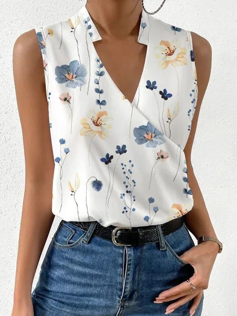Sleeveless Wrap Neck Blouse | Soft Drape | Lightweight Office-to-Casual Top