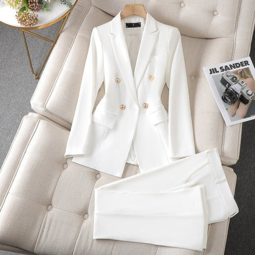 Tailored Double-Breasted Pantsuit Set | Elegant Workwear & Formal Outfit