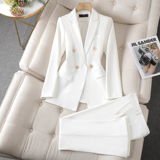 Tailored Double-Breasted Pantsuit Set | Elegant Workwear & Formal Outfit