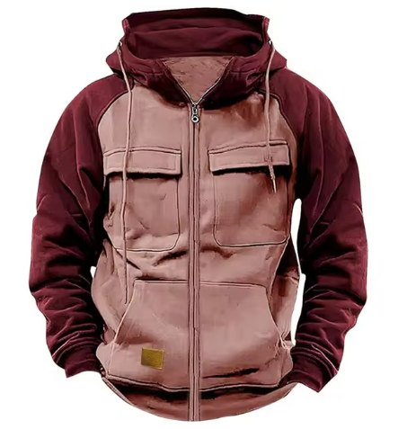 Men’s Tactical Zip Hoodie | Multi-Pocket Utility Design | Fleece-Lined Streetwear