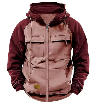 Men’s Tactical Zip Hoodie | Multi-Pocket Utility Design | Fleece-Lined Streetwear