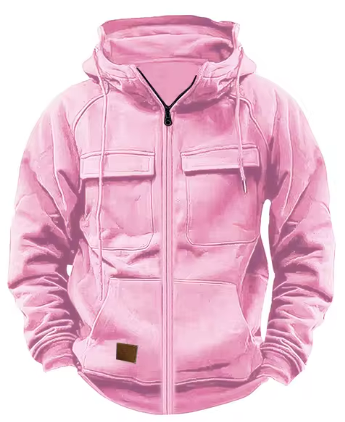 Men’s Tactical Zip Hoodie | Multi-Pocket Utility Design | Fleece-Lined Streetwear