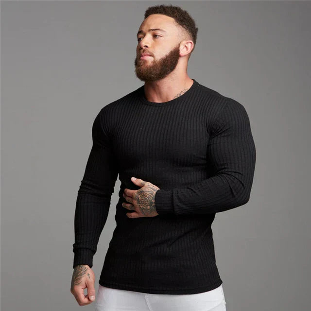 Ribbed Slim-Fit Pullover | Lightweight Long-Sleeve Sweater | Everyday Casual