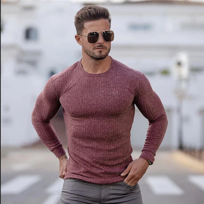 Ribbed Slim-Fit Pullover | Lightweight Long-Sleeve Sweater | Everyday Casual