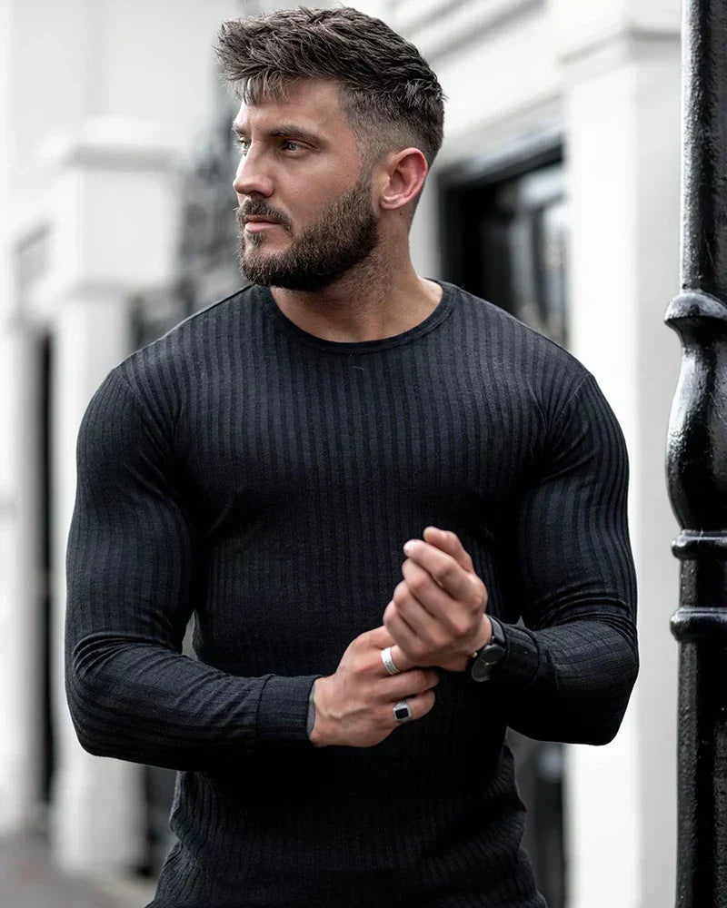 Ribbed Slim-Fit Pullover | Lightweight Long-Sleeve Sweater | Everyday Casual