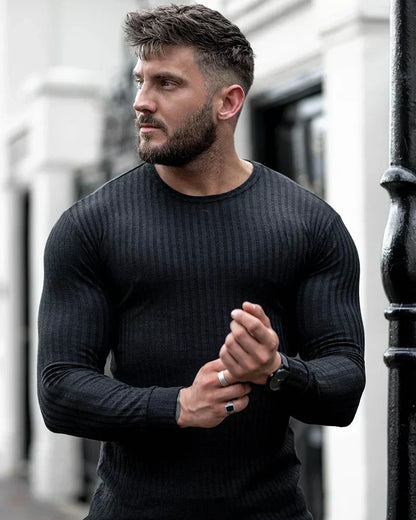 Ribbed Slim-Fit Pullover | Lightweight Long-Sleeve Sweater | Everyday Casual
