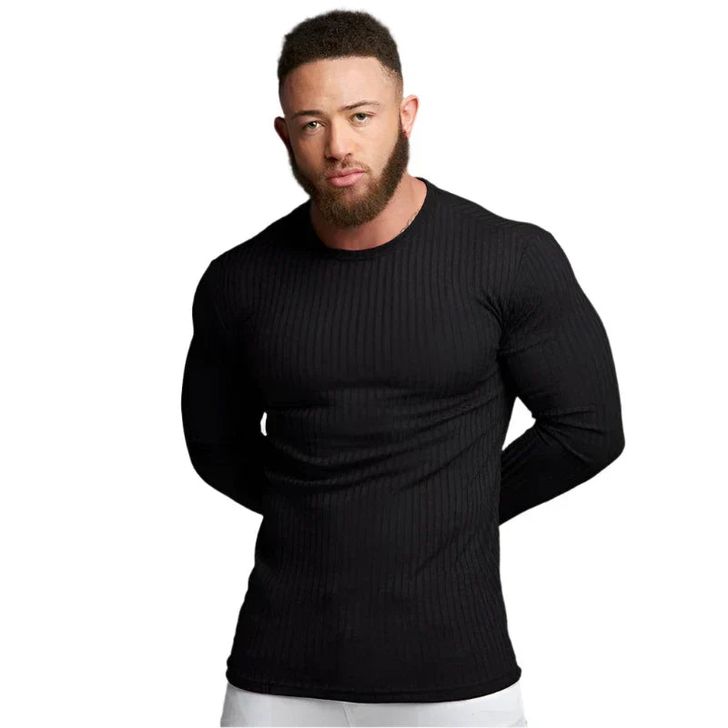 Ribbed Slim-Fit Pullover | Lightweight Long-Sleeve Sweater | Everyday Casual
