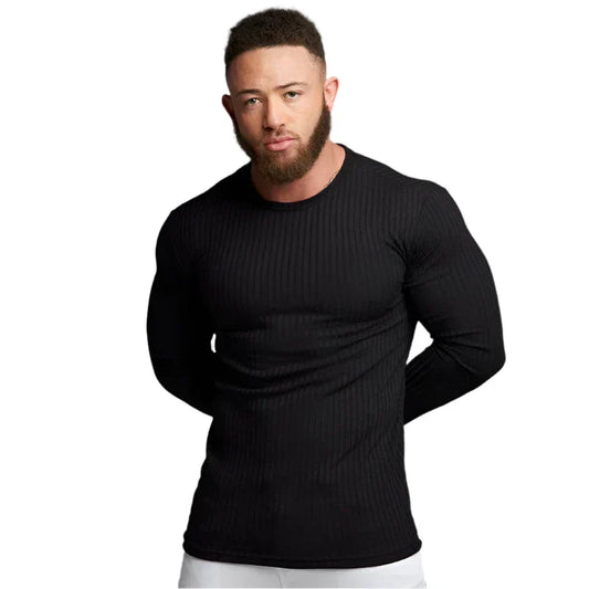 Ribbed Slim-Fit Pullover | Lightweight Long-Sleeve Sweater | Everyday Casual