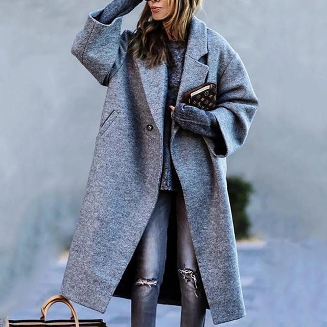 Oversized Wool-Blend Coat | Notched Collar | Bold Colours & Plaid Options