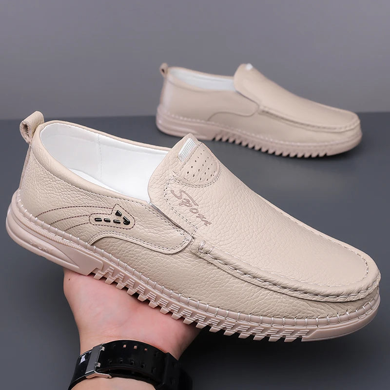 Men’s Leather Slip-On Loafers | Casual Comfort Shoes | Durable Everyday Footwear