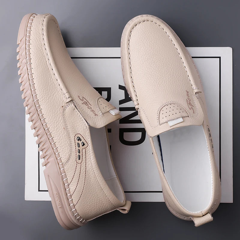 Men’s Leather Slip-On Loafers | Casual Comfort Shoes | Durable Everyday Footwear