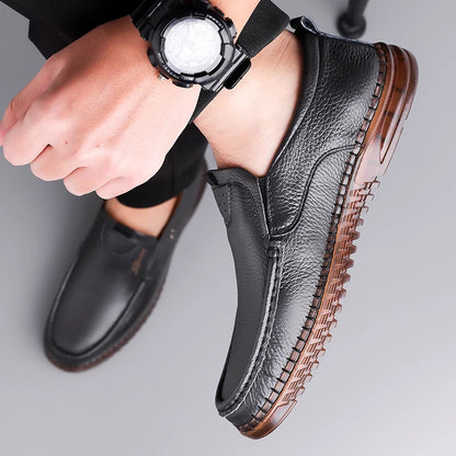 Men’s Leather Slip-On Loafers | Casual Comfort Shoes | Durable Everyday Footwear