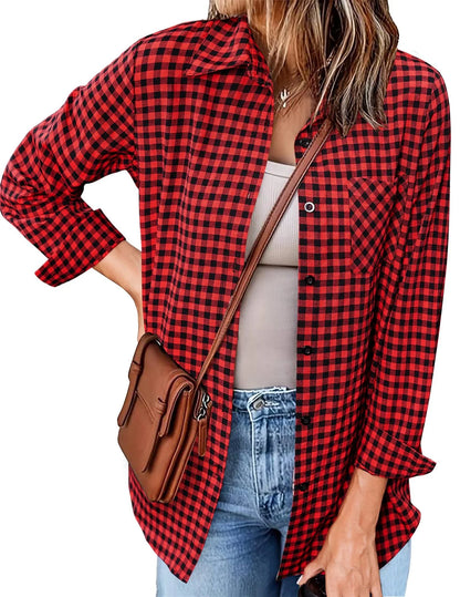 Plaid Button-Down Shirt | Relaxed Fit Flannel Style | Lightweight Casual Layer