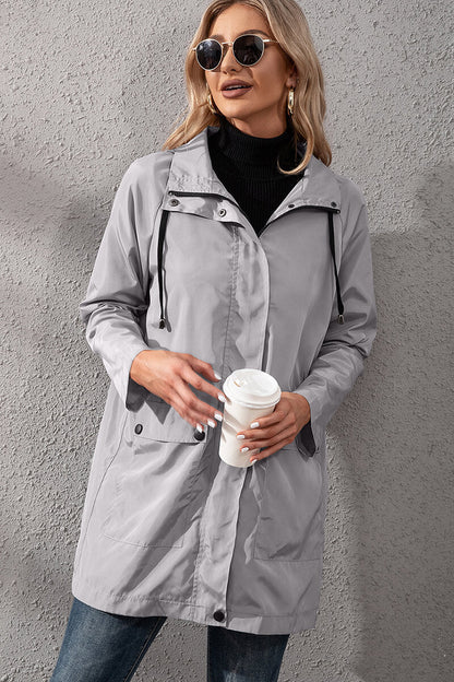 Lightweight Hooded Rain Jacket | Adjustable Waist | Water-Resistant | Casual Outerwear