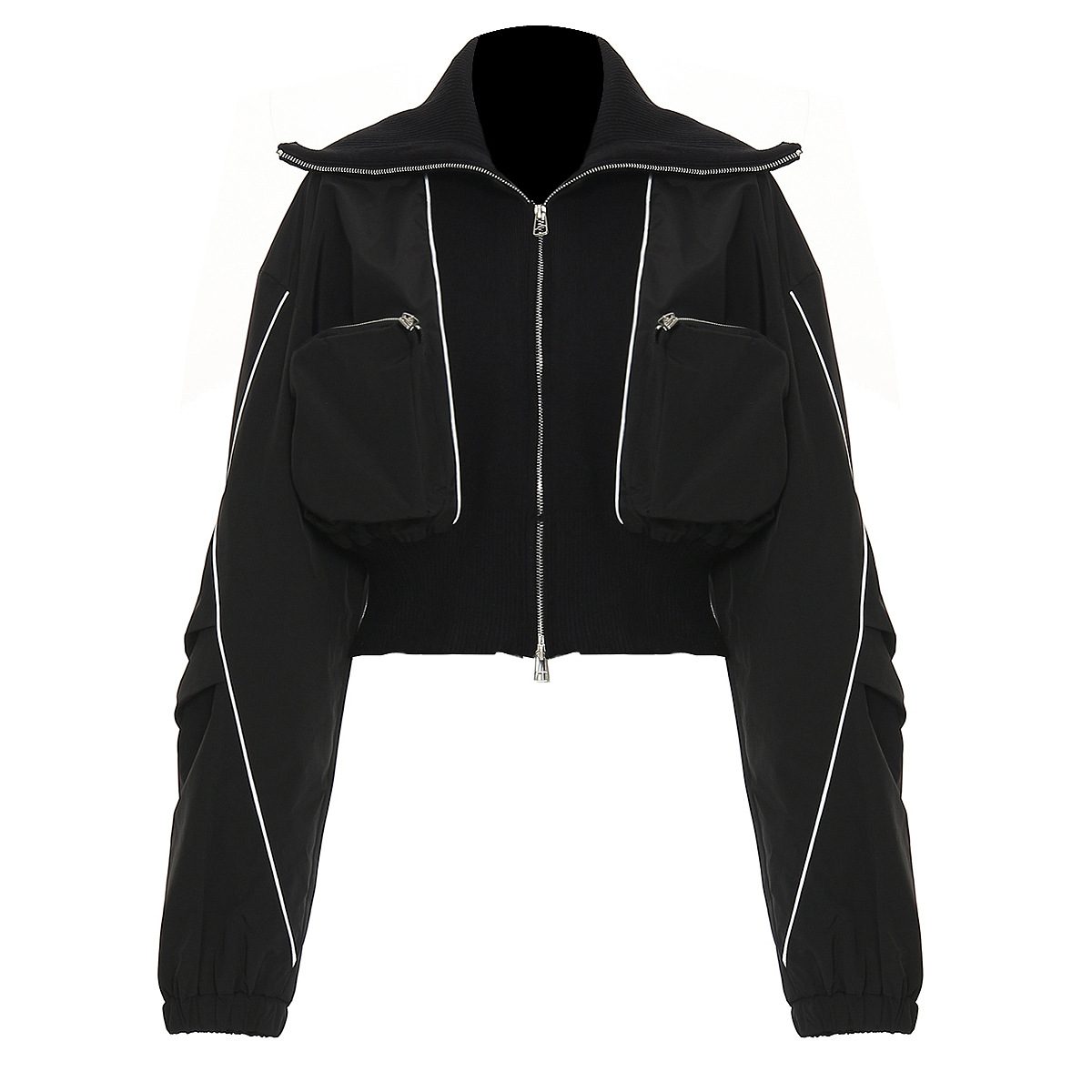 Cropped Utility Jacket | Functional Pocket Design | Zip-Up Closure | Edgy Streetwear Style