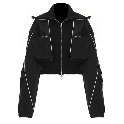 Cropped Utility Jacket | Functional Pocket Design | Zip-Up Closure | Edgy Streetwear Style