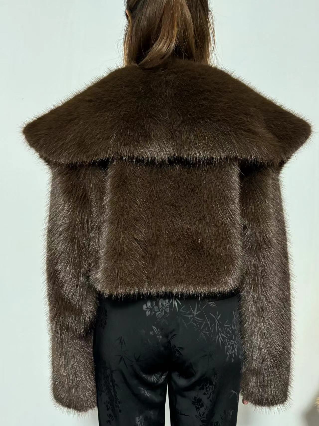 Cropped Faux Fur Jacket | Glamorous Evening Layer | Polyester Blend | Chic Winter Wear