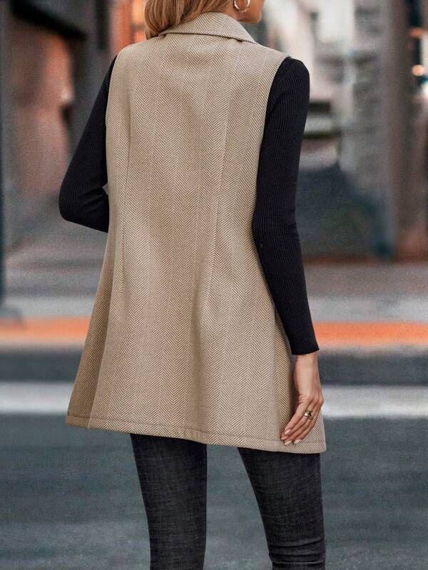 Sleeveless Long Blazer Vest | Chic Tailored Look | Polyester Blend | Office & Casual Wear