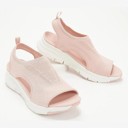 Sport Comfort Platform Sandals | Open Toe Knit Slip-Ons